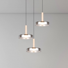 TrioLightingLEDhanglampCelestechroomhout35cm3-lampsglasdimbaar