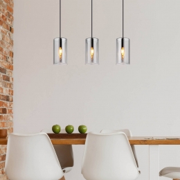 GloboOllyhanglamplengte63cmrookgrijsglas3-lamps
