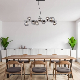 GloboRihahanglamplengte87cmzwartrookkleurig9-lamps