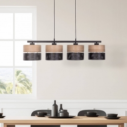 TKLightingNicolhanglampzwarthout-effect94x20cm4-lamps4xE27