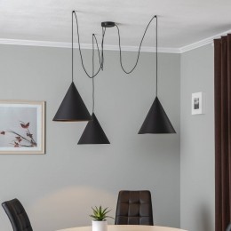 TKLightingHanglampCono3-lampsgedecentraliseerdekappen32cmzwart