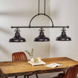 QUOIZELHanglampEmeryinindustrilestijlbrons3-lamps