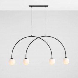ALDEXHanglampAlisonzwartwit4-lampsboog129cm