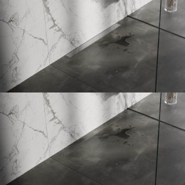 DouchegootBrauerGeborsteldRVSMuurMontageInclusiefVloerflens80x7cmZeroTegelinlegroosterOmkeerbaarBrauer