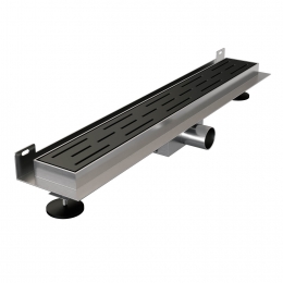 DouchegootBrauerWallDrainZwartGeborsteldMuurMontage50x7cmInclusiefSifonKunststofStandaardRoosterBrauer