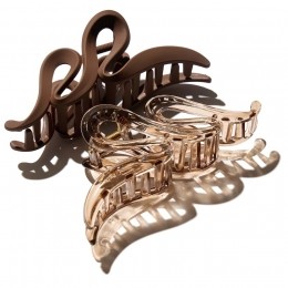 HairlustLargeClawHairClipsCoffeeClear