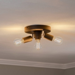 HELAMPlafondlampCentrozwart3-lampsmetaal195cm