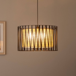 TKLightingHanglampHarmonyzwartNaturJute50cm