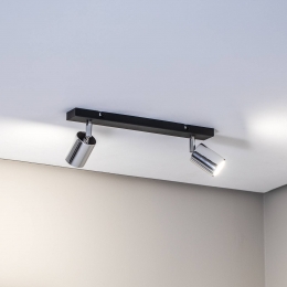 HELAMPlafondlampTuneIIzwartchroommetaal2-lampsE27