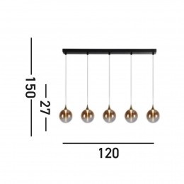 SearchlightLEDhanglampAlchemy5-lampszwartamberglas