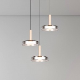 TrioLightingLEDhanglampCelestechroomhout35cm3-lampsglasdimbaar
