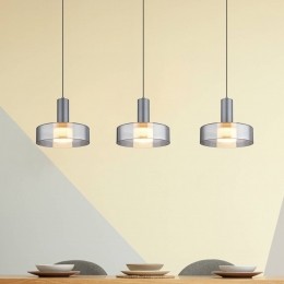 GloboGrantLEDhanglamplengte90cmrookgrijs3-lampsglas