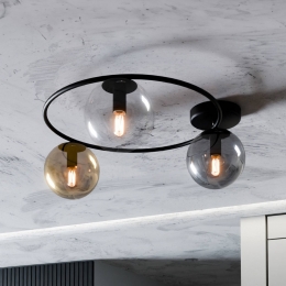 EulunaPlafondlampAscella3-lampszwartkleurrijk