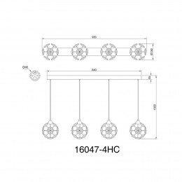 GloboVirinaLEDhanglamplengte93cmtransparantkristal