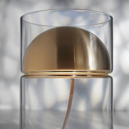 OluceLEDtafellampMedusagoudkleurigglashoogte30cm