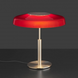 OluceLEDtafellampDoragoudkleurigroodmetaalPMMA