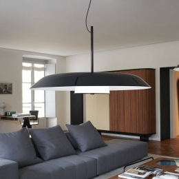 OluceLEDhanglampIride85cmzwartmetaalglas