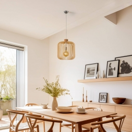 ArgonHanglampPazchroomhoutenlamellencilinder45cm