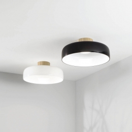 FabasLuceLEDplafondlampLunarzwartglas42cmCCTdimbaar