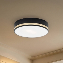 ArgonPlafondlampAmoregoudkleuriggestreeptzwart35cm