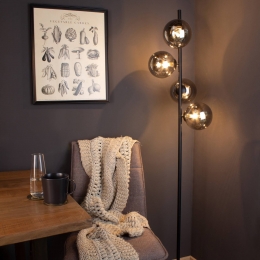 Eco-LightVloerlampNeptunmetrookglasbolzwart