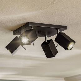 SOLLUXLIGHTINGPlafondspotSquarezwart4-lampsvierkant