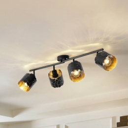 LindbyplafondlampAralenazwartgoud4-lampslengte97cm