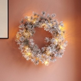 SiriusLEDkransAlfigroensneeuw45cm