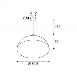 SLVhanglampForchini70cmzwartgoudkleurigkunststof