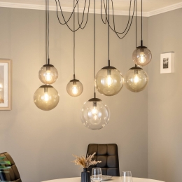 TKLightingHanglampEsmeglasmeerkleurig7-lampsdecentraal