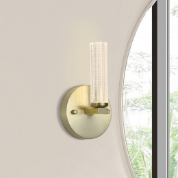 SearchlightLEDbadkamerwandlampAberdeenhoogte24cmmessingkleurigmetaal