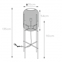 LucideVloerlampmetvierpotengoud