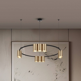 Eko-LightHanglampGenesisaluminiumzwartgoud10xGU1060cm