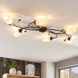 LindbyplafondlampStefania6-lampszwartgoud68cm