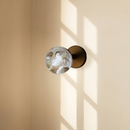 LindbywandlampValentinagrijszwartglas10cm