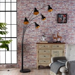 LindbyvloerlampLira5-lampshoogte205cmzwartgoud