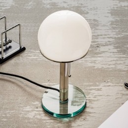 TECNOLUMENWagenfeld-tafellampglazenvoetmetalenstaander