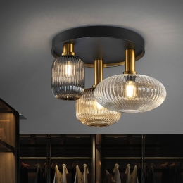 SchullerValenciaNormaplafondlamp56cm3-lampszwartmessingglas