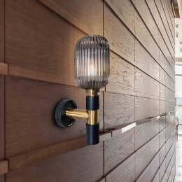 SchullerValenciaWandlampNorma42cmzwartmessingglasE27