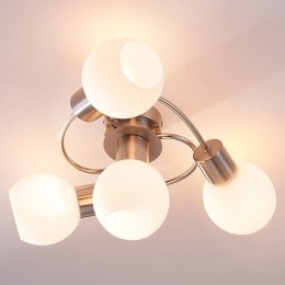 LindbyplafondlampCiala43cm4-lampsnikkelkleurigglas