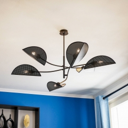 EulunaPlafondlampLotuszwartgoud6-lamps