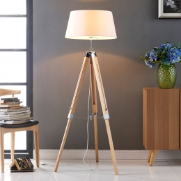 LindbyvloerlampKatie162cmwittextielhoutdriepoot