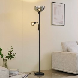 LindbyvloerlampNehemiazwartglasleeslampje185cm