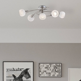 GloboElliottplafondlamplengte62cmmatnikkelmetaalglas