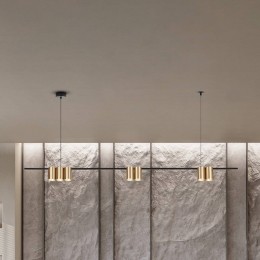 Eko-LightHanglampGenesisaluminiumzwartgoud7xGU10lengte150cm