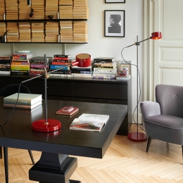 OluceGO352LEDvloerlampscharlakenrood