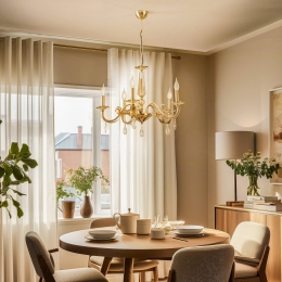 LuceaKroonluchterCastroantiekmessing5-lamps