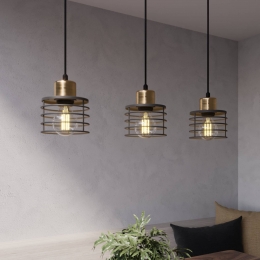 HELAMHanglampEdisoninzwartkoper3-lampslang