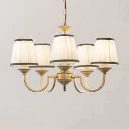 LindbykroonluchterLumiel5-lichtscrmemessingtextiel