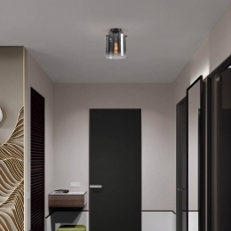 SearchlightZwedenplafondlampzwartrookgrijs1-lampstaalglas